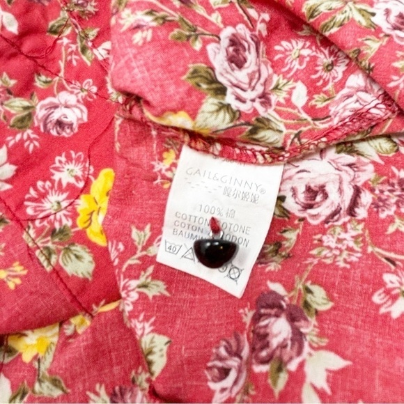 Vintage GAIL & GINNY Women’s Red Ditsy Floral Asian Inspired Blouse Top Size 9 - Picture 8 of 8